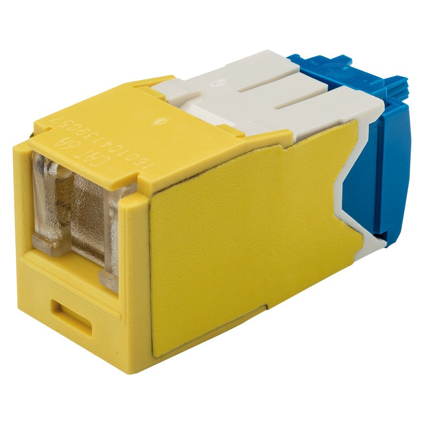 Kategori 6A, RJ45, 8-konumunda, 8-tel yay sarı, Kriko modülü kepenk.