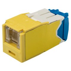 Kategori 6A, RJ45, 8-konumunda, 8-tel yay sarı, Kriko modülü kepenk.