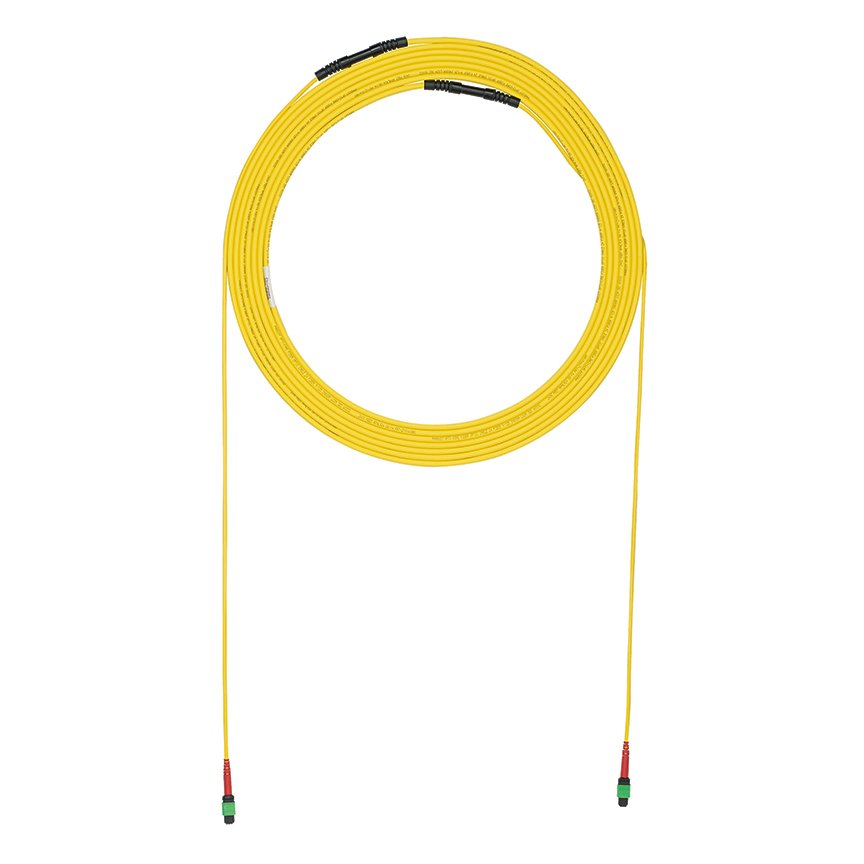 Eye, 46 Metre, Sarı Çekme 24 Elyaf OS2 HD Flex Kapalı Küçük Çap Gövde, LSZH, 24F MPO Erkek, Metot A, Std IL için 24F MPO Erkek,.