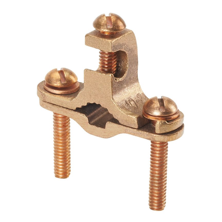 2. STR iletken boyutu aralığı, 1/2'' - - 1'' (12.7 mm - 25,4 mm) profesyonel olmayan bir özelliktir, doğrudan gömülme, iletken boru, 10. SOL dik bronz topraklama kelepçesi demir boru boyutu, 1.65'' (41.9 aa) boru kelepçesi vida uzunluğu.
