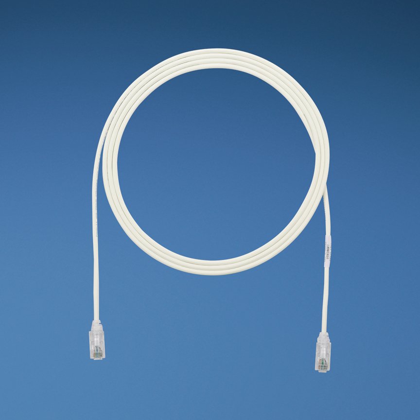 Kategori 6 Performans, her iki ucunda TX6 ™ Modüler Fiş ile 28 AWG UTP ara kablosu. Kapalı Beyaz, 0.5 metre.