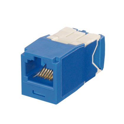 Anahtarlı, Kategori 6A, RJ45, 10 Gb / s, 8-konumunda, 8 telli genel modülü. Mavi.