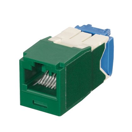 Anahtarlı, Kategori 6A, RJ45, 10 Gb / s, 8-konumunda, 8 telli genel modülü. Yeşil.