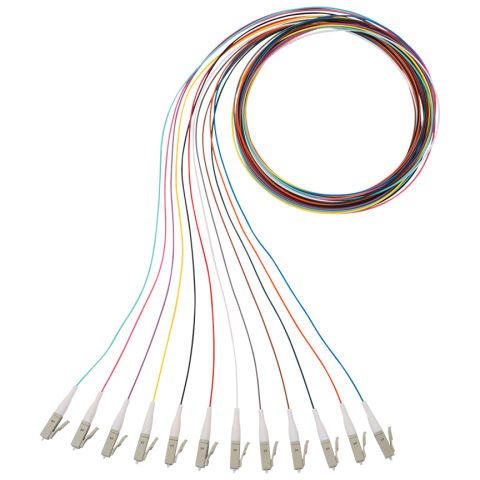 saç örgüsü için NetKey 1 lifli OM4 LC, 900um tamponlu kablo, 1m (12 renkli kuyruğu grubu).