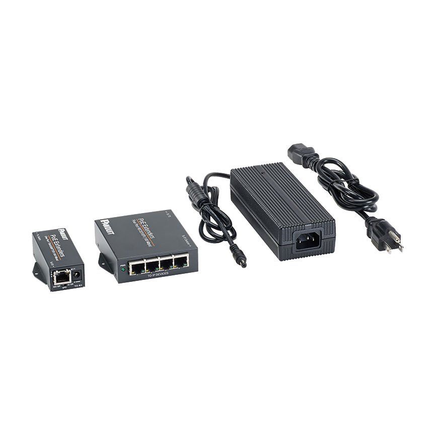 PoE Genişleticileri Kiti, 1 port Verici ve 4 port Alıcı Kutusu, 110 W Güç Kaynağı içerir