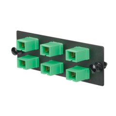 SC APC FAP zirkon dioksit seramik bölünmüş kollu altı SC APC simpleks sahip tekli fiber optik adaptörler (yeşil) ile yüklendi.
