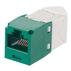 Kategori 6, 45 derece sola 24 adet / sağ açılı RJ45, 8-konumunda, 8 telli üniversal modül, yeşil, bulk paket, TGSJT sonlandırma aracı içerir.