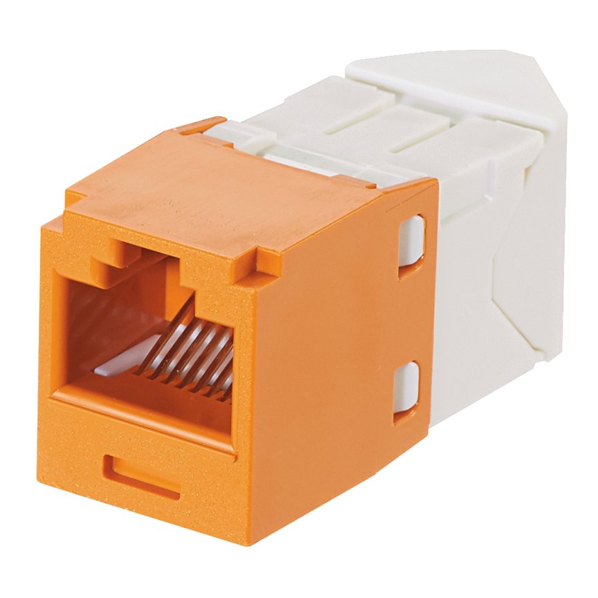 Kategori 6, sol 45 derece / sağ açılı RJ45, 8-konumunda, 8 telli genel modülü, portakal, 24 adet dökme paketi TGSJT sonlandırma aracı içerir.