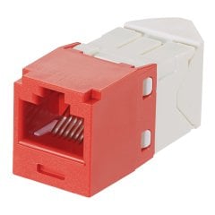 Kategori 6, 45 derece sola 24 adet / sağ açılı RJ45, 8-konumunda, 8 telli genel modülü, kırmızı, bulk paket, TGSJT sonlandırma aracı içerir.