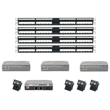 standart konfigürasyonlarda, bu 96 bağlantı modüler akıllı panel kiti genişleme bağlantı kabloları ve dört düz PanView iQ ™ Yama Paneller (PVQ-MIQPU24), bir arayüz birimi ile birlikte PanView iQ ™ Panel Yönetici ve üç PanView iQ ™ Genişleme Modülleri içer