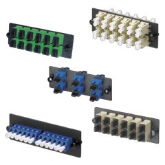 amik bölünmüş kollu altı LC çift yönlü tekli konum fiber optik adaptörler (Mavi) ile yüklendi.
