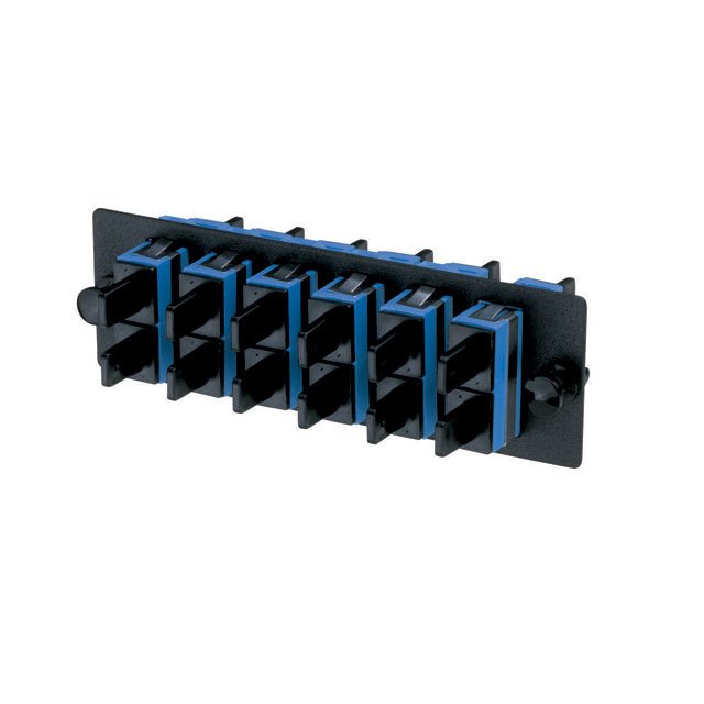SC FAP fosforlu bronz bölünmüş kollu 6 SC dupleks sahip tekli fiber optik adaptörler (Mavi) ile yüklendi.