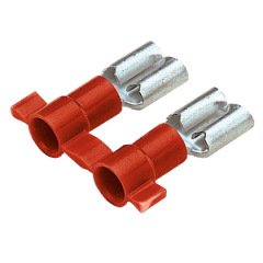 titreşime dayanıklı dişi bağlantı kesme pirinç ve kalay kaplama mesafesindedir. Kırmızı vinil mahfaza içinde yalıtımlı varil. Bu 0.250 x 0.032'' bir sekme boyutuna sahiptir (6.3 x 0.8 mm) ve destekler 22-18 AWG (0.5-1.0 mm²) bir tel aralığı. Bu 0.83'' ola
