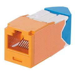 Kategori 6A, 45 derece sola / sağa açılı RJ45, 8-konumunda, 8 telli genel modülü, portakal, 24 adet dökme paketi TGSJT sonlandırma aracı içerir.