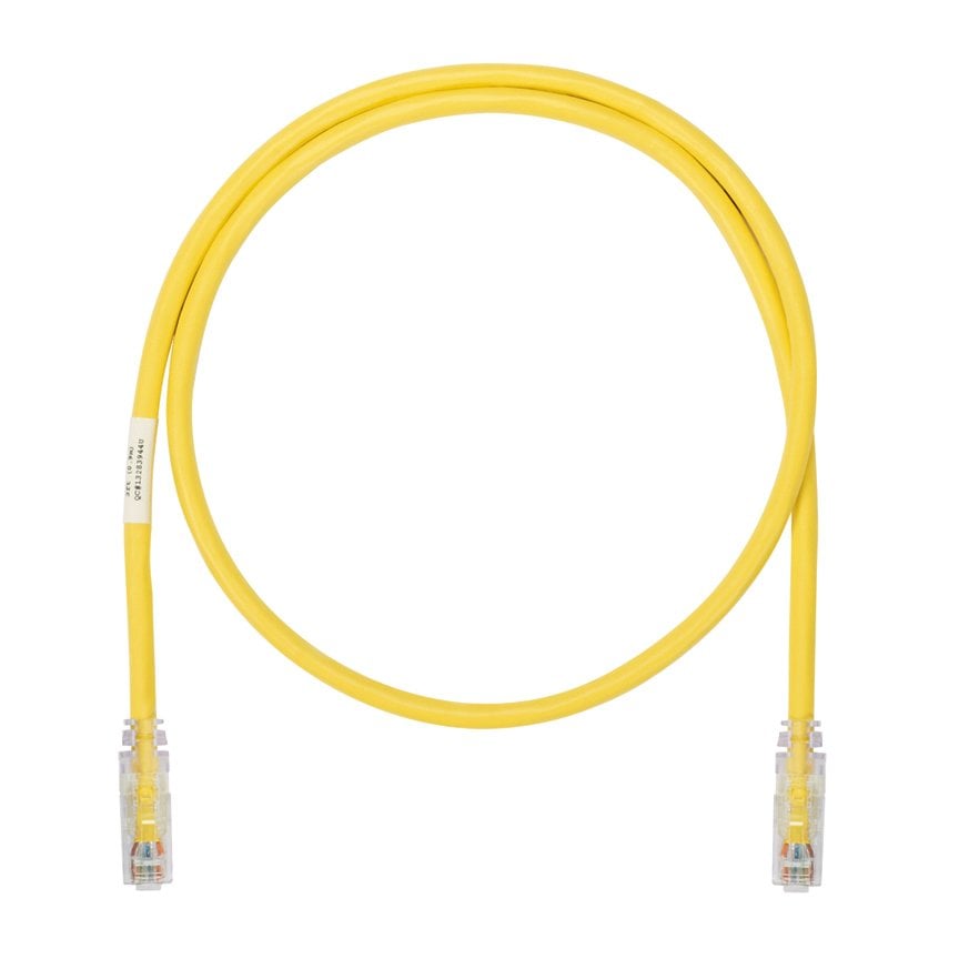 Kategori 6A (SD), her iki ucunda TX6A ™ 10Gig ™ modüler fişli 10 Gb / s UTP ara kablosu. Sarı, 1 metre.