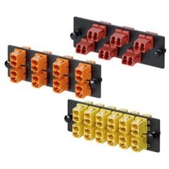 zirkonyum oksit seramik bölünmüş kollu çift yönlü fiber optik adaptörler - Anahtarlı LC FAP (koyu mavi F anahtarlı) altı LC ile yüklendi.