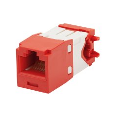 Kategori 5e, RJ45, 8-konumu, 8 telli evrensel modülü. Dik açılı tel kap kablo modülünün sağ veya sol tarafa sona sağlar.