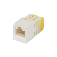 Kategori 5e, RJ45, 8-konumu, 8 telli evrensel modülü. Dik açılı tel kap kablo modülünün sağ veya sol tarafa sona sağlar.