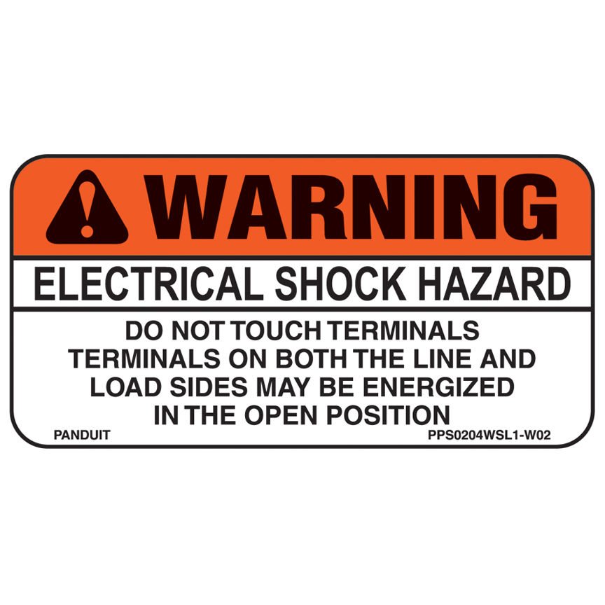Güneş etiket, 2.0'' (gösterge) 'elektrik çarpması tehlikesi açık konumda enerji edilebilir hem de hat ve yük tarafta terminalleri terminalleri dokunma', W (50.8mm x 101.6mm), uyarı başlığı H 4.0'' x, poliester yapışkan, portakal başlık ve siyah / beyaz,