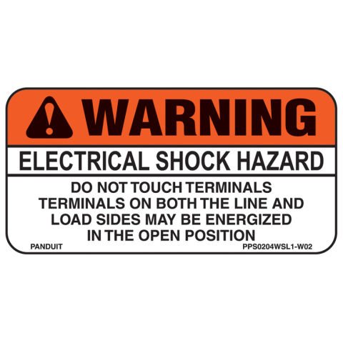 Güneş etiket, 2.0'' (gösterge) 'elektrik çarpması tehlikesi açık konumda enerji edilebilir hem de hat ve yük tarafta terminalleri terminalleri dokunma', W (50.8mm x 101.6mm), uyarı başlığı H 4.0'' x, poliester yapışkan, portakal başlık ve siyah / beyaz,