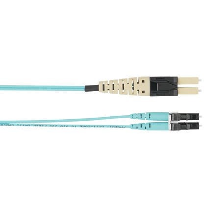 PanView iQ çift yönlü LC alan standart LC, OM4, lif arabağlantı yama kablosu, LSZH çift taraflı, 16 mm kablo, 9.5 m, Aqua ceketli