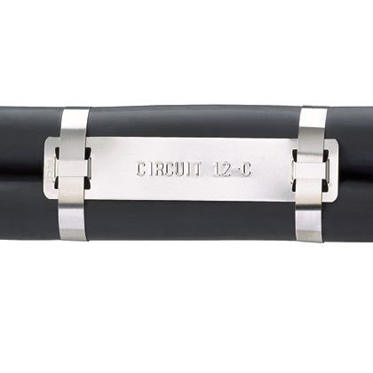 Marker levha, dört delik, 316 paslanmaz çelik, ağır kesiti, 3.50'' x .75'' , standart paket.