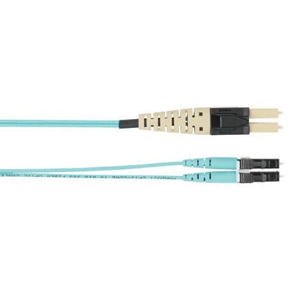 PanView iQ çift yönlü LC standart LC çift taraflı, OM4, lif arabağlantı yama kablosu, basınçlı odaya 16 mm kablo, 9.5 m, Aqua ceketli