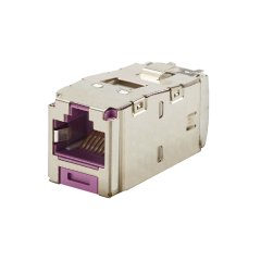 Kategori 6, RJ45, 8-konumunda, menekşe, 8 telli genel yekpare kalkan siyah modülü korumalı.
