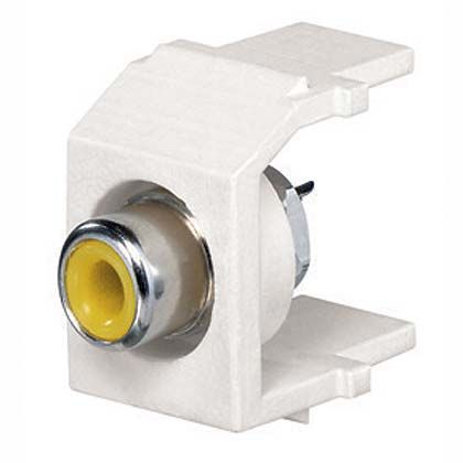 Sarı insert ile RCA lehim tipi konektöre ile birlikte Keystone modülü.