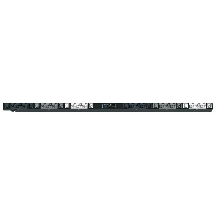 PDU Raf SmartZone ™ G5 İzlenen giriş (MI Serisi), 32 bir 3-faz, 415V, (36), bir C13 ve (12) C19 kaplar, IEC 60.309 3P + K + E 6h 32A fiş ve önlemler 71,654 ''U x 2.047'' W x4.4'' D (1821.2mm x 50.8mm x 111.8mm) Renk:. Siyah
