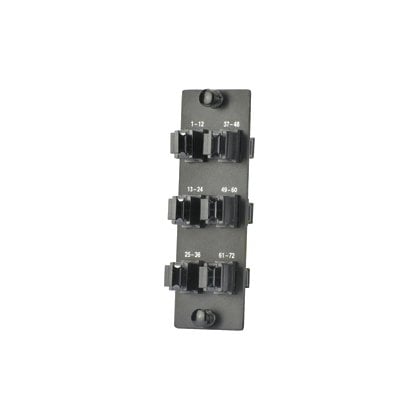 Opticom® MPO FAP altı (6) anahtar-up / anahtar aşağı Opticom® veya Opticom® QuickNet ™ Patch Paneller için dikey olarak yönlendirilmiş MPO fiber optik adaptörler ve Fiber Kutuları, siyah yüklü