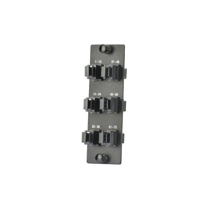 Opticom® MPO FAP ile yüklü altı (6) anahtar-up / anahtar kadar Opticom® veya Opticom® QuickNet ™ Patch Paneller ve Fiber Kutuları, odun kömürü gri için dikey olarak yönlendirilmiş MPO fiber optik adaptörler,.