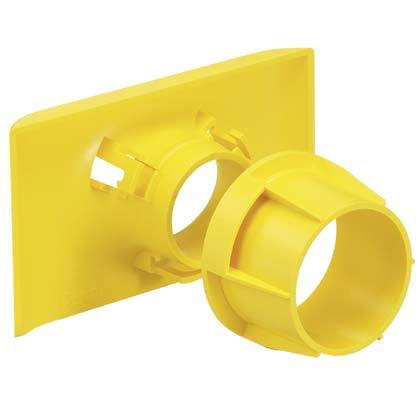 1.5 (38 mm) çapında bölünmüş içine yol kablo için kullanılır 4x4, 6x4 yan duvarındaki bir delik doğrudan boru ve 12x4 FiberRunner® kanal ya da 4x4 Fiber kanal Kanal Oluklu. çıkışında 1 (25,4 mm) bükülme yarıçapı kontrol sağlar. matkap dahildir