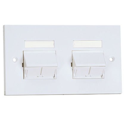 İki 1/2 boyutu olan NetKey 86mm x 146mm ön panel çerçevesi, panjurlu insert eğimli dört keytsone modülleri kabul, etiket ve etiket kapağı içerir. Arktik Beyaz.