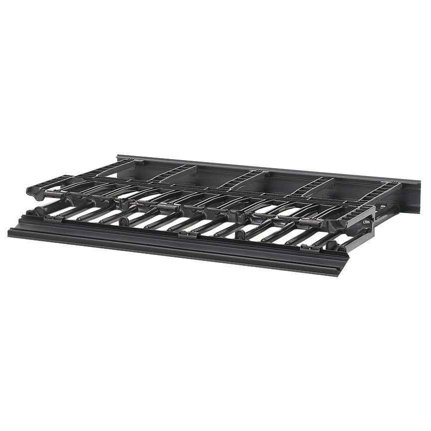 Panduit® NetManager® Yüksek Kapasiteli Yatay Kablo Manager maliyet-etkin bir biçimde düzenler ve herhangi bir standart EIA 19in (483mm), kabin veya dolap içinde bakır ve fiber ağ kabloları korur. Büyük ön parmak açıklıklar kolayca Kategori 6 ve 10G ca bar