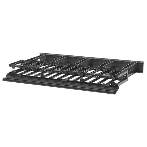Panduit® NetManager® Yüksek Kapasiteli Yatay Kablo Manager maliyet-etkin bir biçimde düzenler ve herhangi bir standart EIA 19in (483mm), kabin veya dolap içinde bakır ve fiber ağ kabloları korur. Büyük ön parmak açıklıklar kolayca Kategori 6 ve 10G ca bar