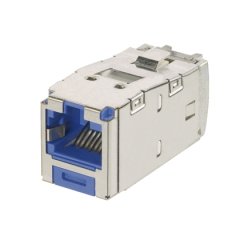 Anahtarlı, Kategori 6A, RJ45, 10 Gb / s, 8-konumunda, 8 telli genel yekpare kalkan mavi modülü korumalı.
