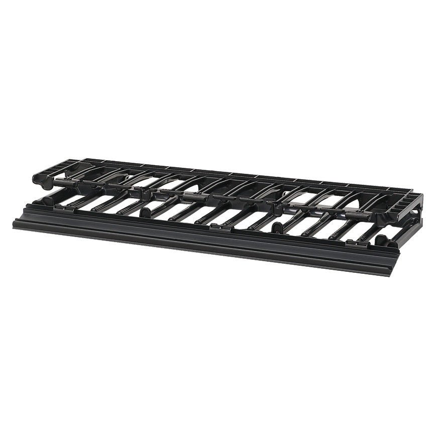 Panduit® NetManager® Yüksek Kapasiteli Yatay Kablo Manager maliyet-etkin bir biçimde düzenler ve herhangi bir standart EIA 19in (483mm), kabin veya dolap içinde bakır ve fiber ağ kabloları korur. Büyük ön parmak açıklıklar kolayca Kategori 6 ve 10G ca bar