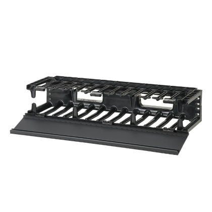 Panduit® NetManager® Yüksek Kapasiteli Yatay Kablo Manager maliyet-etkin bir biçimde düzenler ve herhangi bir standart EIA 19in (483mm), kabin veya dolap içinde bakır ve fiber ağ kabloları korur. Büyük ön parmak açıklıklar kolayca Kategori 6 ve 10G ca bar