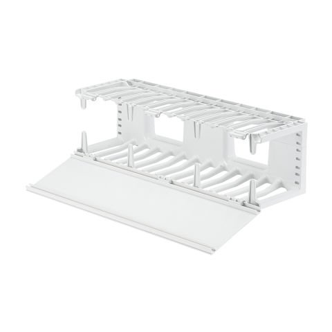 Panduit® NetManager® Yüksek Kapasiteli Yatay Kablo Manager maliyet-etkin bir biçimde düzenler ve herhangi bir standart EIA 19in (483mm), kabin veya dolap içinde bakır ve fiber ağ kabloları korur. Büyük ön parmak açıklıklar kolayca Kategori 6 ve 10G ca bar