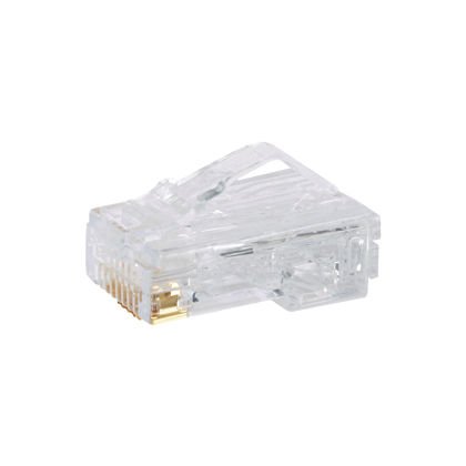 28 AWG Kategori 5e UTP bakır kablo ile kullanım için 8-konumunda, 8 telli modüler fiş. 100 pk.