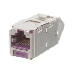 Kategori 6A / Sınıf EA ve Kategori 6 / E sınıfı, 8-pozisyonunda Açılı Korumalı Jak Modül 4-çift 22-26AWG sona erer, 100 ohm bükülmüş çift kablo ve aletin aşağı zımbanın kullanımını gerektirmez eder. Açılı Korumalı jakı Modülleri seçeneğini sağlayacaktır
