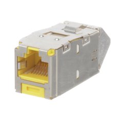 Kategori 6A / Sınıf EA ve Kategori 6 / E sınıfı, 8-pozisyonunda Açılı Korumalı Jak Modül 4-çift 22-26AWG sona erer, 100 ohm bükülmüş çift kablo ve aletin aşağı zımbanın kullanımını gerektirmez eder. Açılı Korumalı jakı Modülleri seçeneğini sağlayacaktır