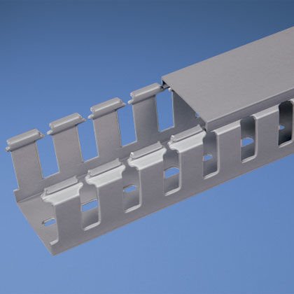 Panduct® tip NHC halojensiz metrik kablo kanalı, 37 mm G x 75mm Y x 2M uzunluk, halojen içermeyen, açık gri.