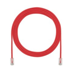 Kategori 5e performansı, her iki ucunda, Pan-Tak ™ Modüler Fiş ile 28 AWG UTP ara kablosu. Kırmızı. 0.5 metre mesafededir.