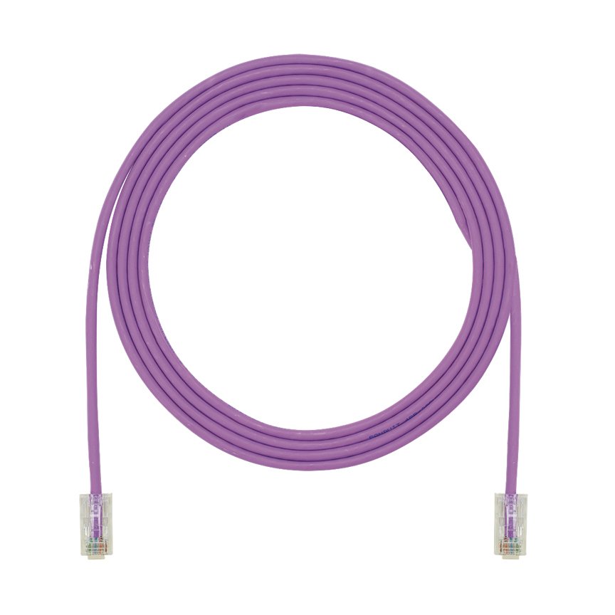 Kategori 5e performansı, her iki ucunda, Pan-Tak ™ Modüler Fiş ile 28 AWG UTP ara kablosu. Menekşe. 0.5 metre mesafededir.