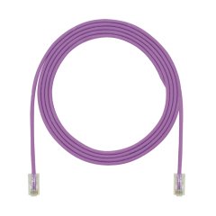 Kategori 5e performansı, her iki ucunda, Pan-Tak ™ Modüler Fiş ile 28 AWG UTP ara kablosu. Menekşe. 0.5 metre mesafededir.