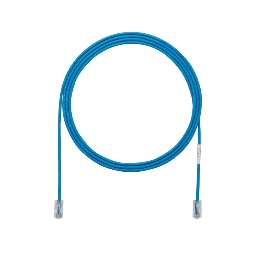 Kategori 5e performansı, her iki ucunda, Pan-Tak ™ Modüler Fiş ile 28 AWG UTP ara kablosu. Mavi. 1.5 metre.