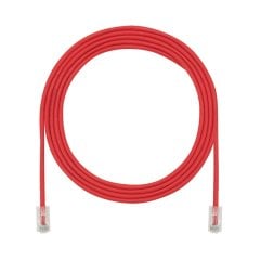 Kategori 5e performansı, her iki ucunda, Pan-Tak ™ Modüler Fiş ile 28 AWG UTP ara kablosu. Kırmızı. 1.5 metre.