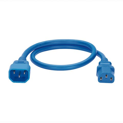Olmayan Kilitleme Güç Kablosu, IEC C13 IEC C14 - 2 fit (0.6 metre), 10 Paketi, Mavi.